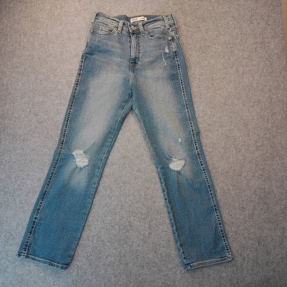 Signature by Levi Strauss Heritage High Rise Straight Distressed Jeans Blue 2